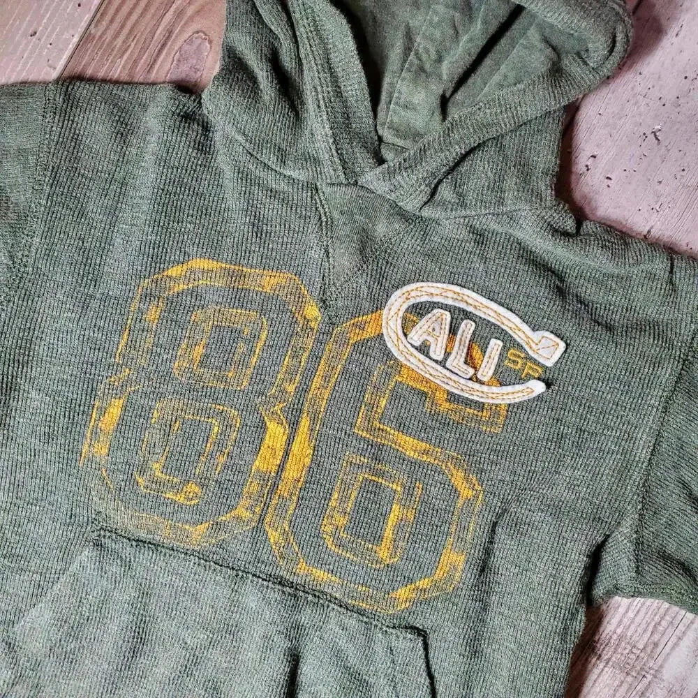 GapKids Size Small (6-7) Green Boys Hooded Pullover Top Cali 86 100% Cotton